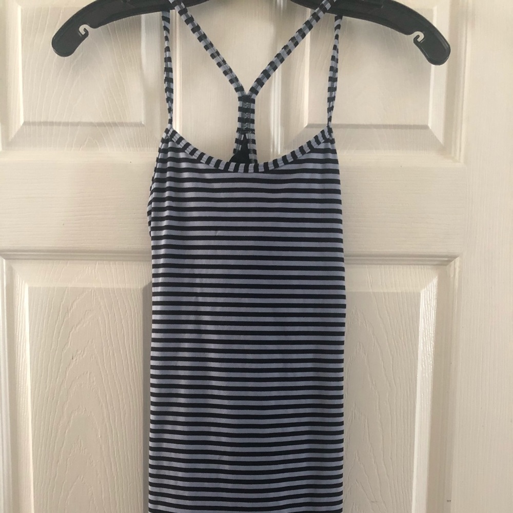 Lululemon lavender and black stripe power Y tank